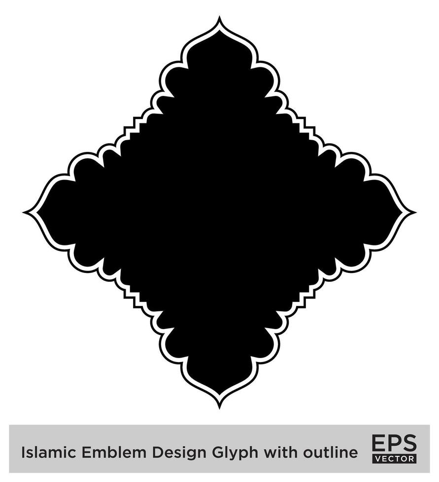 Islamitisch ambleem ontwerp glyph met schets zwart gevulde silhouetten ontwerp pictogram symbool zichtbaar illustratie vector