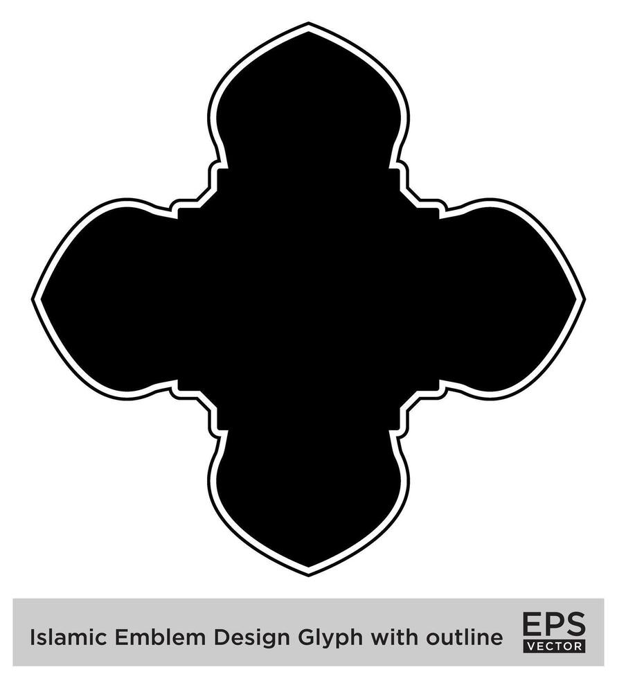 Islamitisch ambleem ontwerp glyph met schets zwart gevulde silhouetten ontwerp pictogram symbool zichtbaar illustratie vector