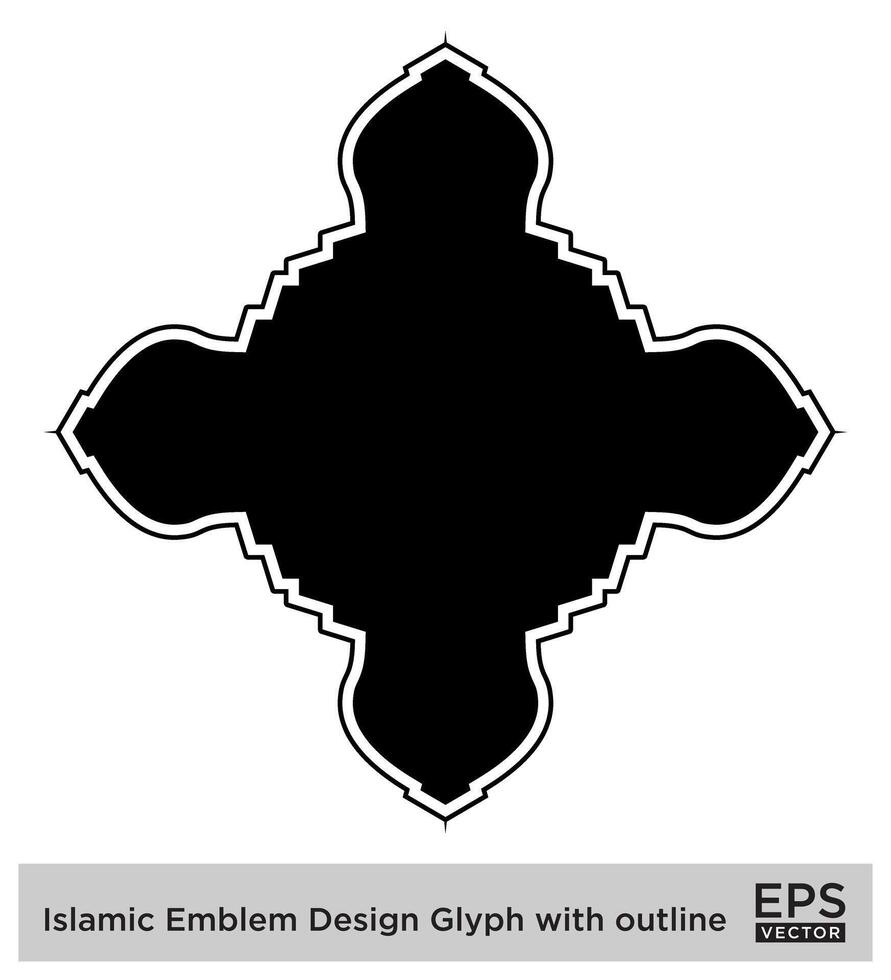 Islamitisch ambleem ontwerp glyph met schets zwart gevulde silhouetten ontwerp pictogram symbool zichtbaar illustratie vector