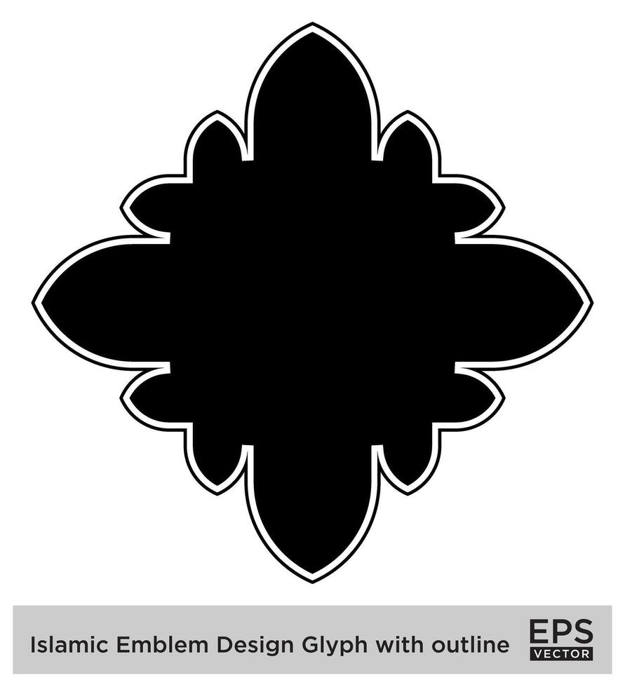 Islamitisch ambleem ontwerp glyph met schets zwart gevulde silhouetten ontwerp pictogram symbool zichtbaar illustratie vector