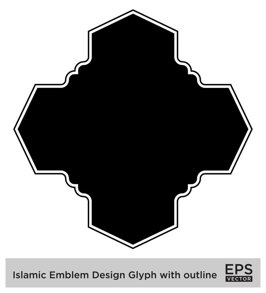 Islamitisch ambleem ontwerp glyph met schets zwart gevulde silhouetten ontwerp pictogram symbool zichtbaar illustratie vector