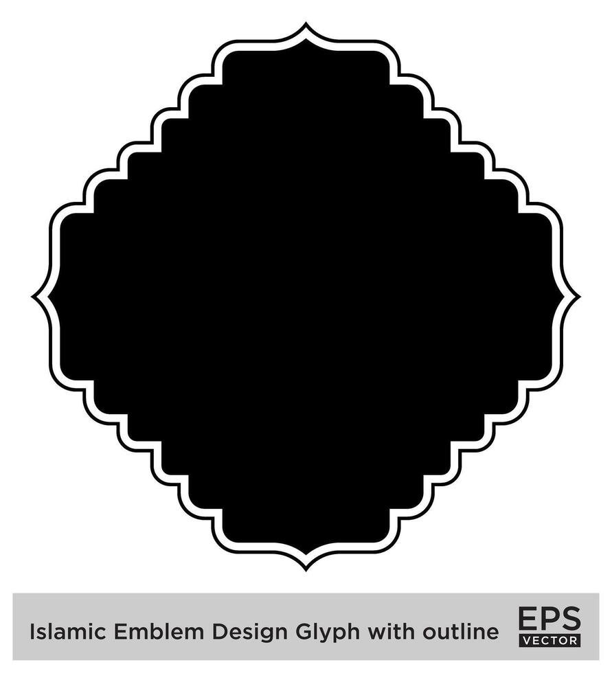 Islamitisch ambleem ontwerp glyph met schets zwart gevulde silhouetten ontwerp pictogram symbool zichtbaar illustratie vector