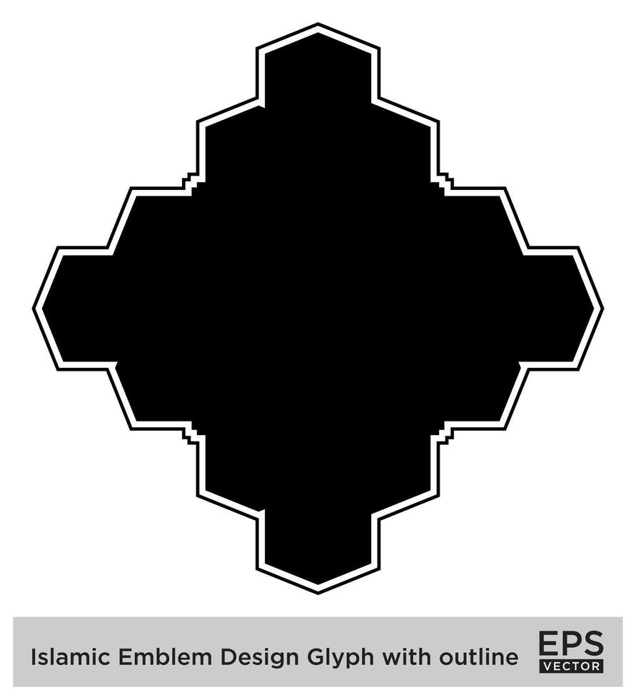 Islamitisch ambleem ontwerp glyph met schets zwart gevulde silhouetten ontwerp pictogram symbool zichtbaar illustratie vector