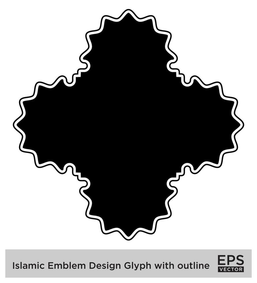 Islamitisch ambleem ontwerp glyph met schets zwart gevulde silhouetten ontwerp pictogram symbool zichtbaar illustratie vector