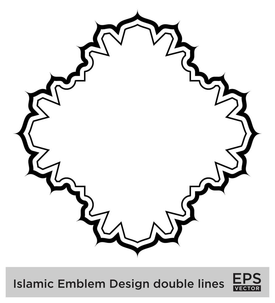 Islamitisch ambleem ontwerp dubbele lijnen zwart beroerte silhouetten ontwerp pictogram symbool zichtbaar illustratie vector