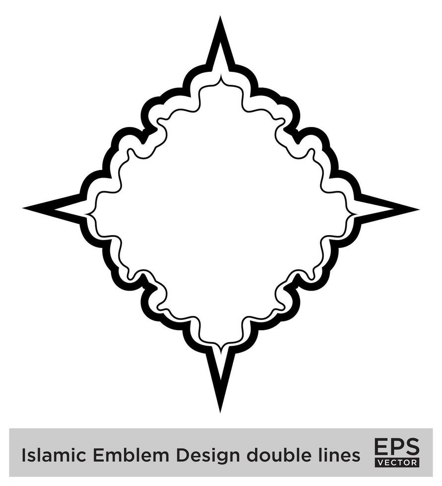 Islamitisch ambleem ontwerp dubbele lijnen zwart beroerte silhouetten ontwerp pictogram symbool zichtbaar illustratie vector