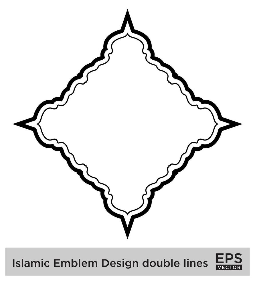 Islamitisch ambleem ontwerp dubbele lijnen zwart beroerte silhouetten ontwerp pictogram symbool zichtbaar illustratie vector