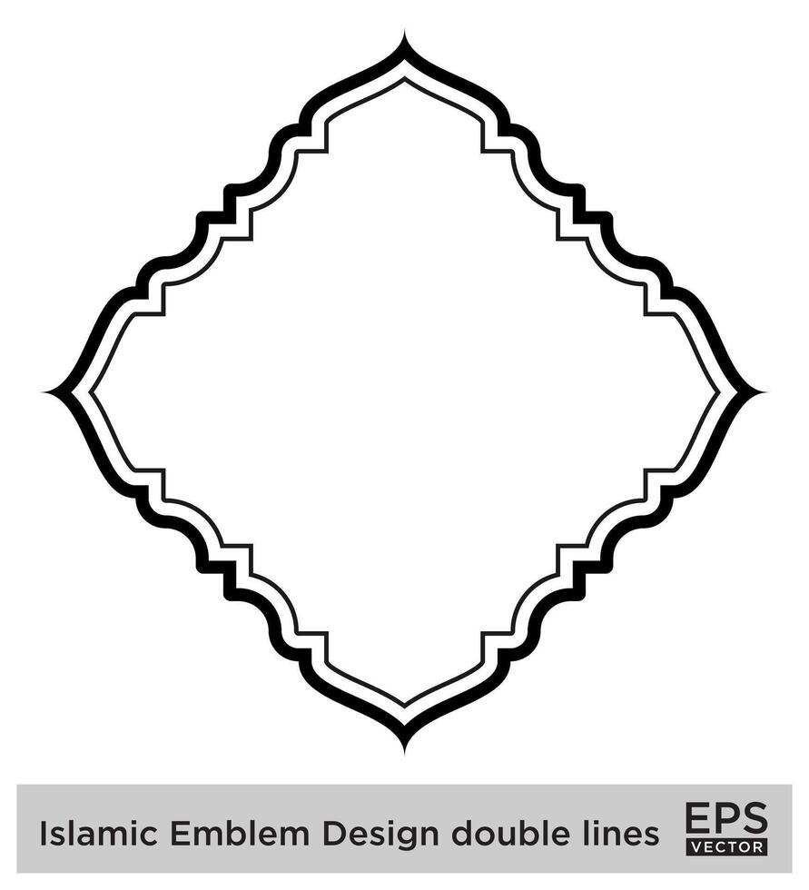 Islamitisch ambleem ontwerp dubbele lijnen zwart beroerte silhouetten ontwerp pictogram symbool zichtbaar illustratie vector