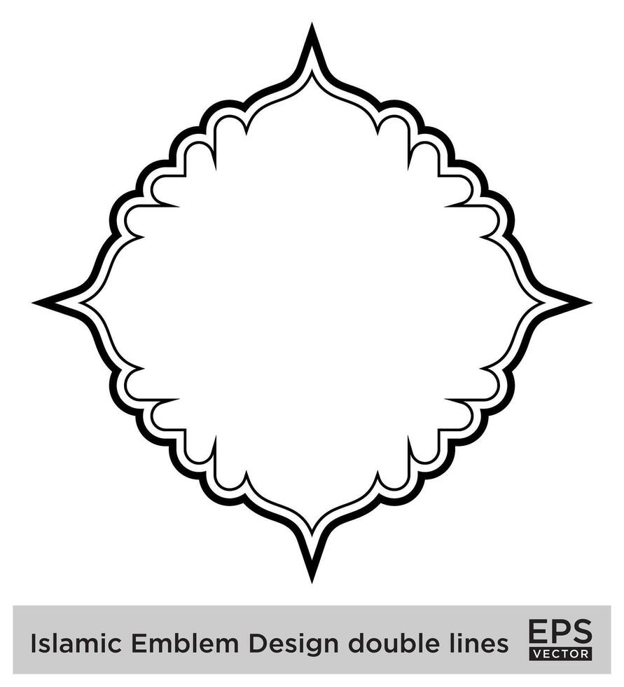 Islamitisch ambleem ontwerp dubbele lijnen zwart beroerte silhouetten ontwerp pictogram symbool zichtbaar illustratie vector