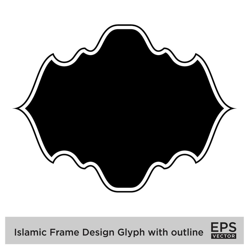 Islamitisch kader ontwerp glyph met schets zwart gevulde silhouetten ontwerp pictogram symbool zichtbaar illustratie vector