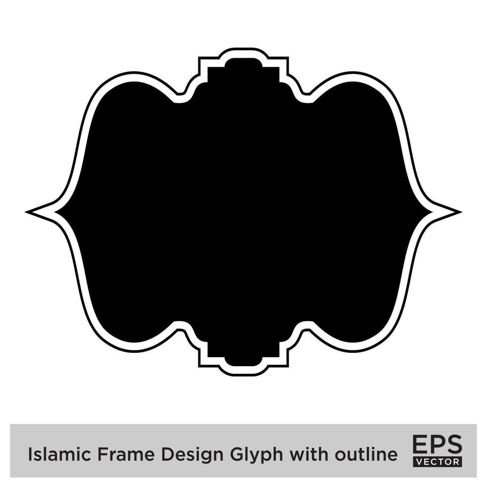 Islamitisch kader ontwerp glyph met schets zwart gevulde silhouetten ontwerp pictogram symbool zichtbaar illustratie vector