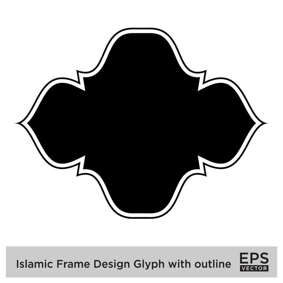 Islamitisch kader ontwerp glyph met schets zwart gevulde silhouetten ontwerp pictogram symbool zichtbaar illustratie vector