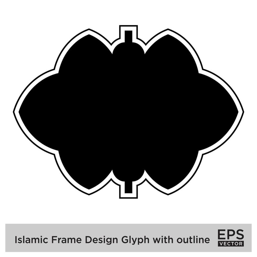 Islamitisch kader ontwerp glyph met schets zwart gevulde silhouetten ontwerp pictogram symbool zichtbaar illustratie vector