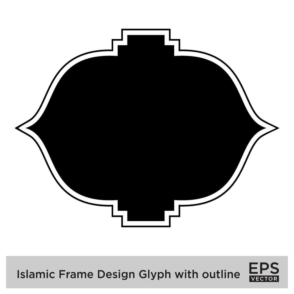 Islamitisch kader ontwerp glyph met schets zwart gevulde silhouetten ontwerp pictogram symbool zichtbaar illustratie vector