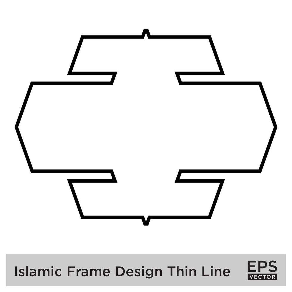 Islamitisch kader ontwerp dun lijn zwart beroerte silhouetten ontwerp pictogram symbool zichtbaar illustratie vector