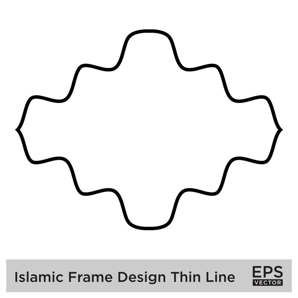 Islamitisch kader ontwerp dun lijn zwart beroerte silhouetten ontwerp pictogram symbool zichtbaar illustratie vector