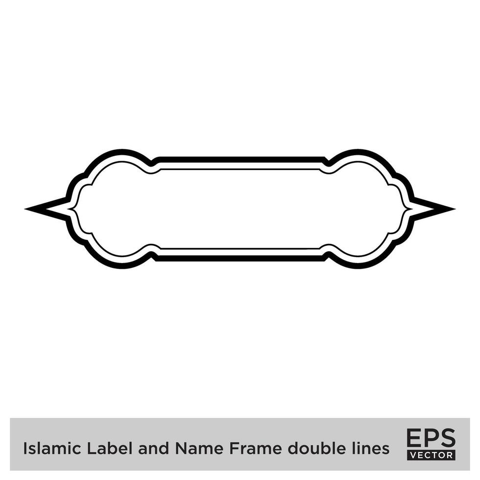 Islamitisch etiket en naam kader dubbele lijnen schets lineair zwart beroerte silhouetten ontwerp pictogram symbool zichtbaar illustratie vector