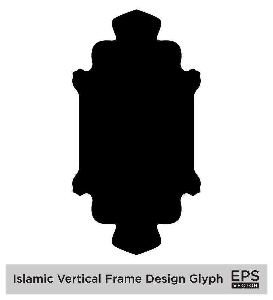 Islamitisch verticaal kader ontwerp glyph zwart gevulde silhouetten ontwerp pictogram symbool zichtbaar illustratie vector