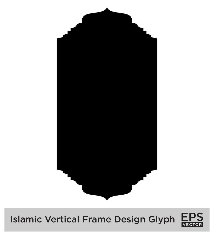 Islamitisch verticaal kader ontwerp glyph zwart gevulde silhouetten ontwerp pictogram symbool zichtbaar illustratie vector