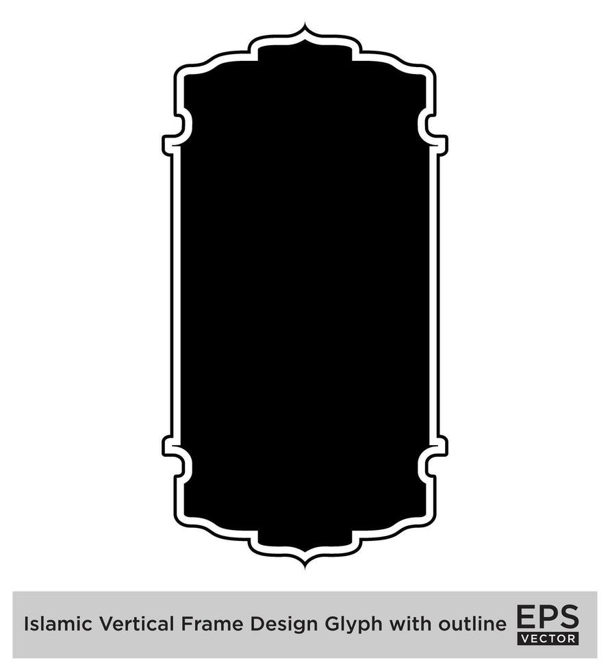 Islamitisch verticaal kader ontwerp glyph met schets zwart gevulde silhouetten ontwerp pictogram symbool zichtbaar illustratie vector