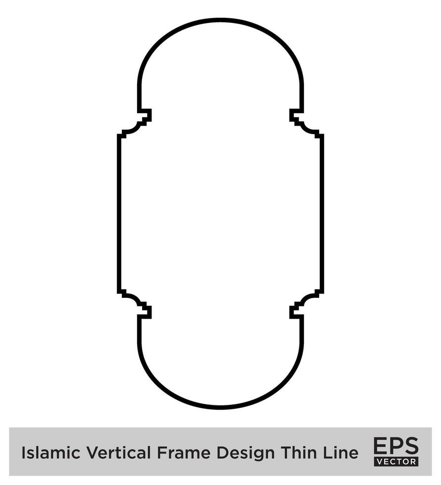 Islamitisch verticaal kader ontwerp dun lijn zwart beroerte silhouetten ontwerp pictogram symbool zichtbaar illustratie vector