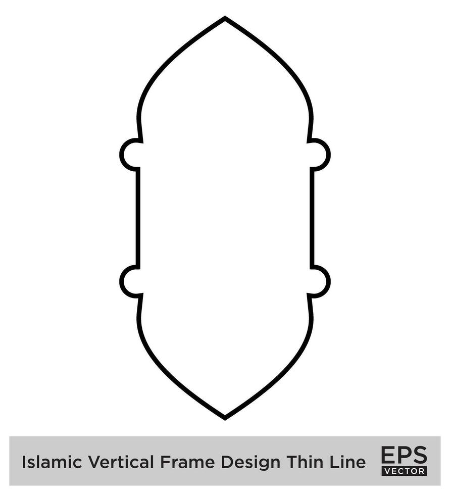 Islamitisch verticaal kader ontwerp dun lijn zwart beroerte silhouetten ontwerp pictogram symbool zichtbaar illustratie vector