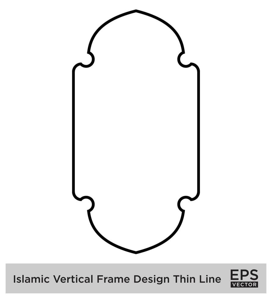 Islamitisch verticaal kader ontwerp dun lijn zwart beroerte silhouetten ontwerp pictogram symbool zichtbaar illustratie vector