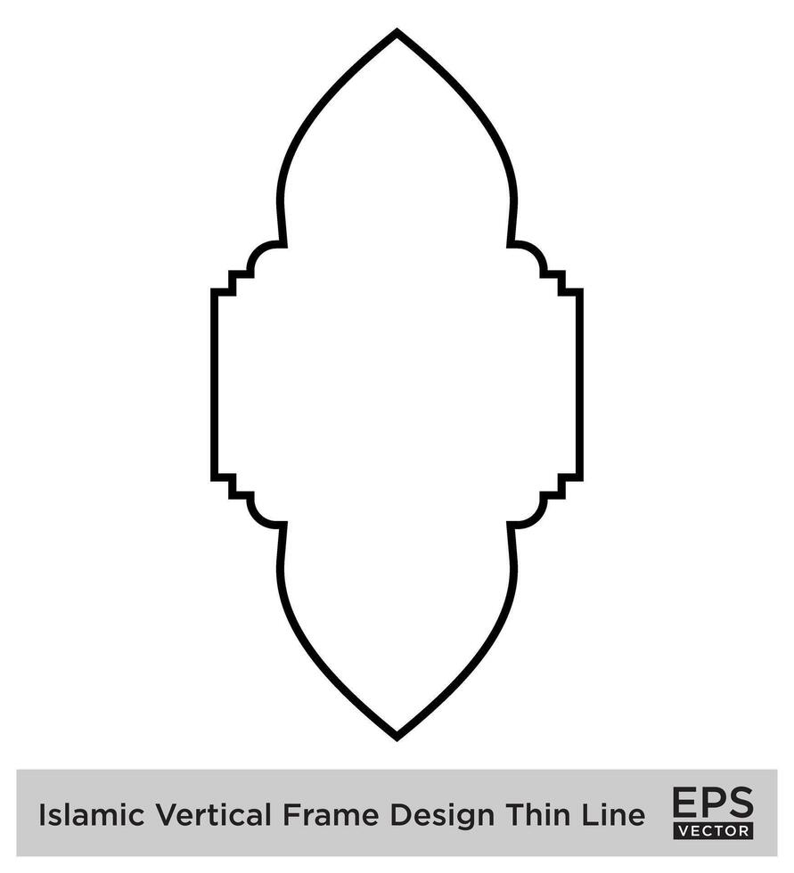 Islamitisch verticaal kader ontwerp dun lijn zwart beroerte silhouetten ontwerp pictogram symbool zichtbaar illustratie vector