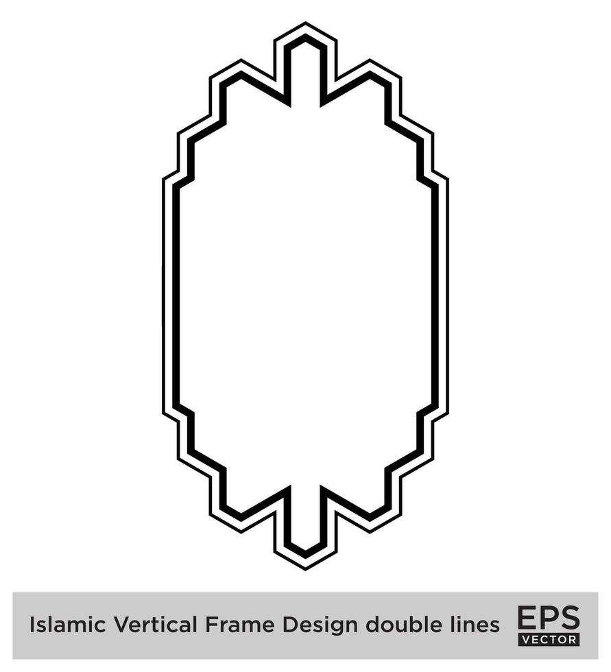 Islamitisch verticaal kader ontwerp dubbele lijnen zwart beroerte silhouetten ontwerp pictogram symbool zichtbaar illustratie vector