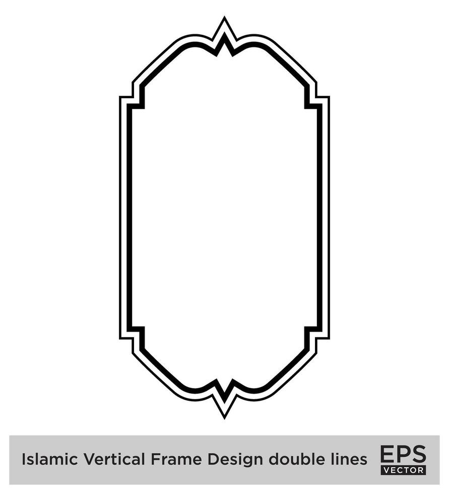 Islamitisch verticaal kader ontwerp dubbele lijnen zwart beroerte silhouetten ontwerp pictogram symbool zichtbaar illustratie vector