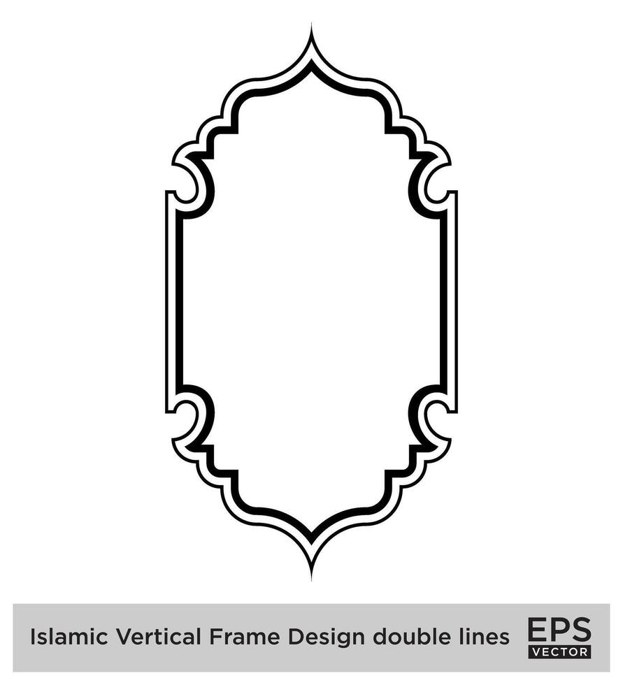 Islamitisch verticaal kader ontwerp dubbele lijnen zwart beroerte silhouetten ontwerp pictogram symbool zichtbaar illustratie vector