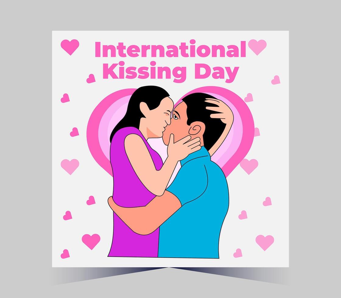 Internationale zoenen dag poster met paar zoenen vector