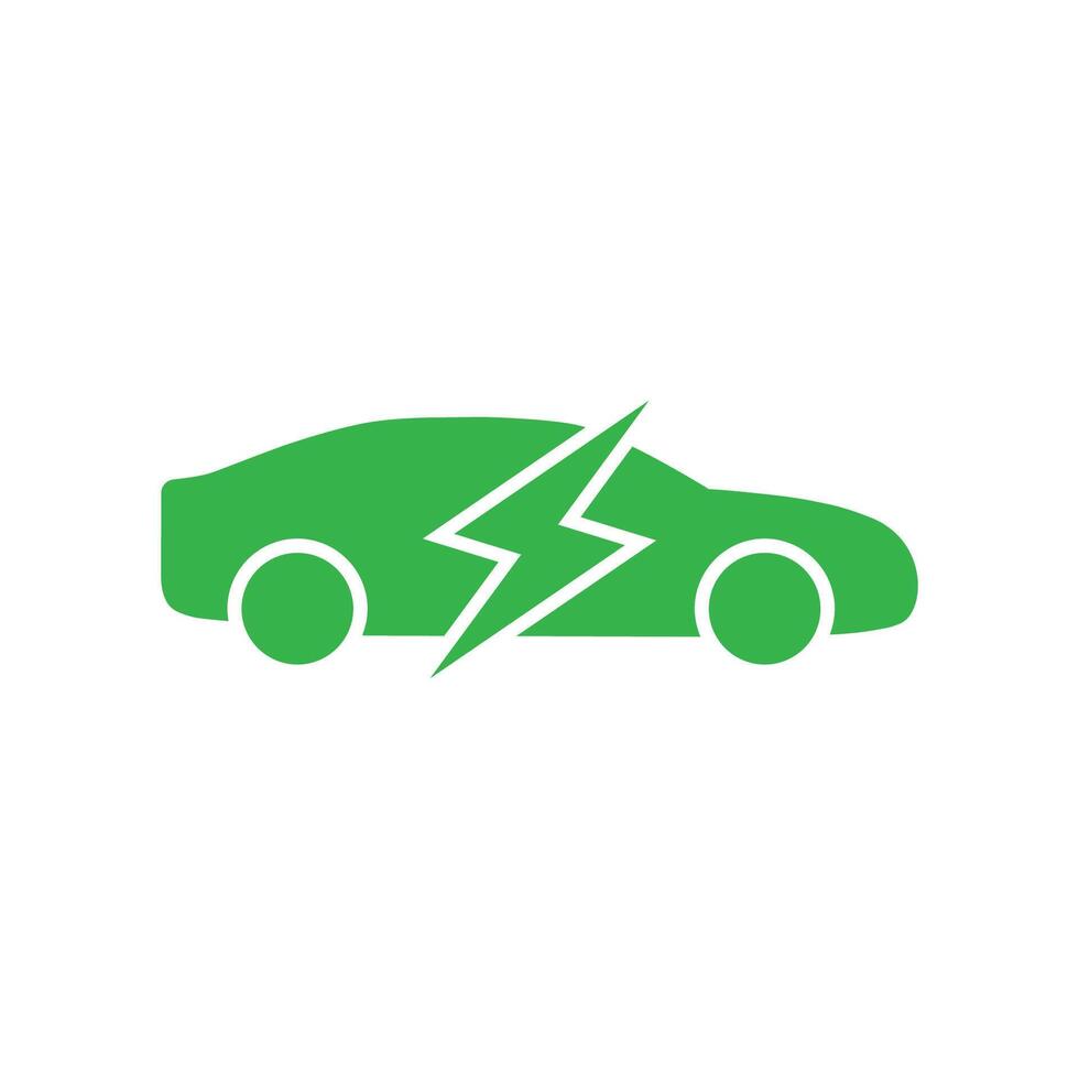 elektrisch auto icoon symbool. ev auto, groen hybride voertuigen icoon. eco vriendelijk voertuig concept, vector illustratie