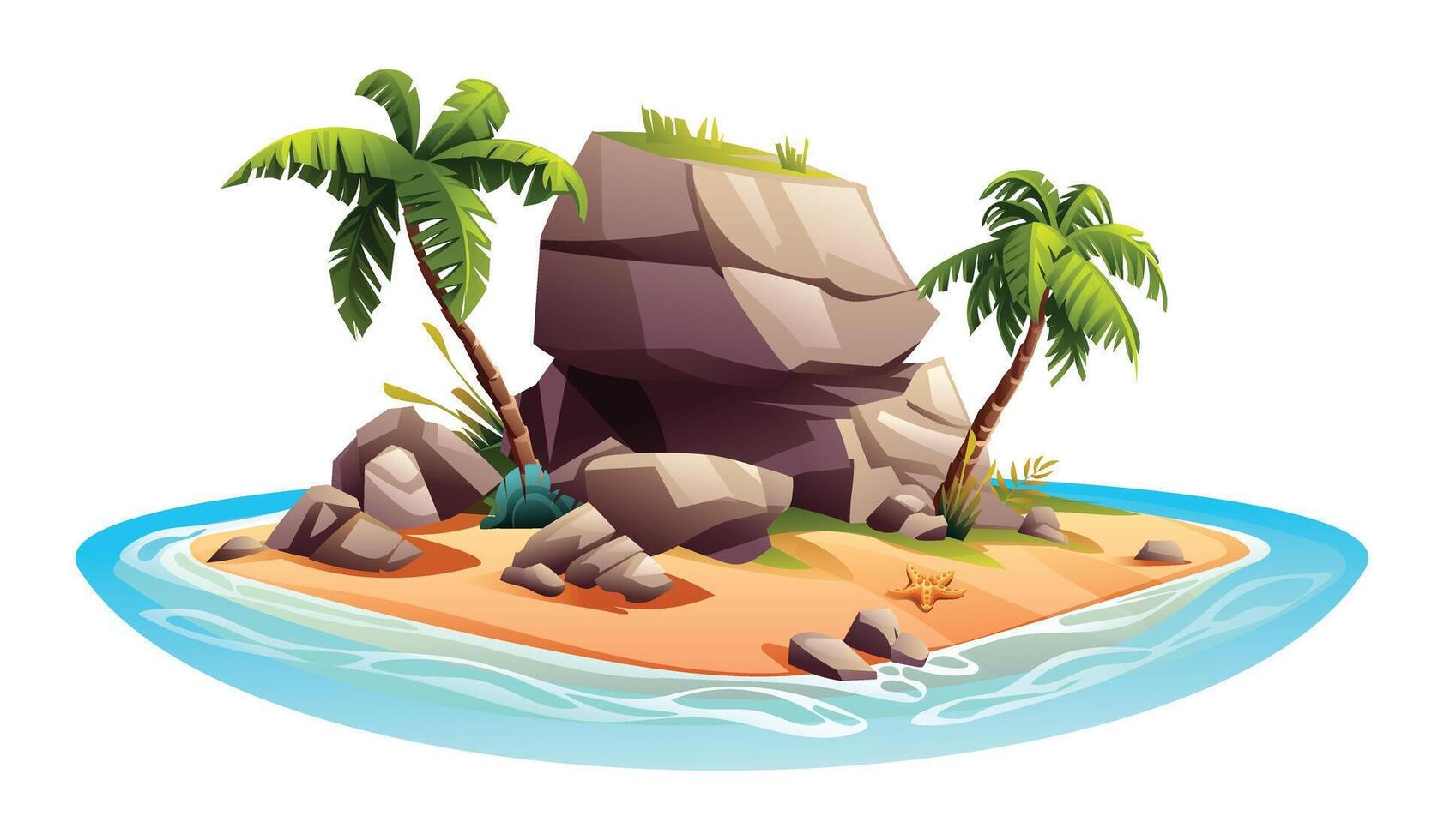 woestijn eiland tekenfilm vector illustratie geïsoleerd Aan wit achtergrond