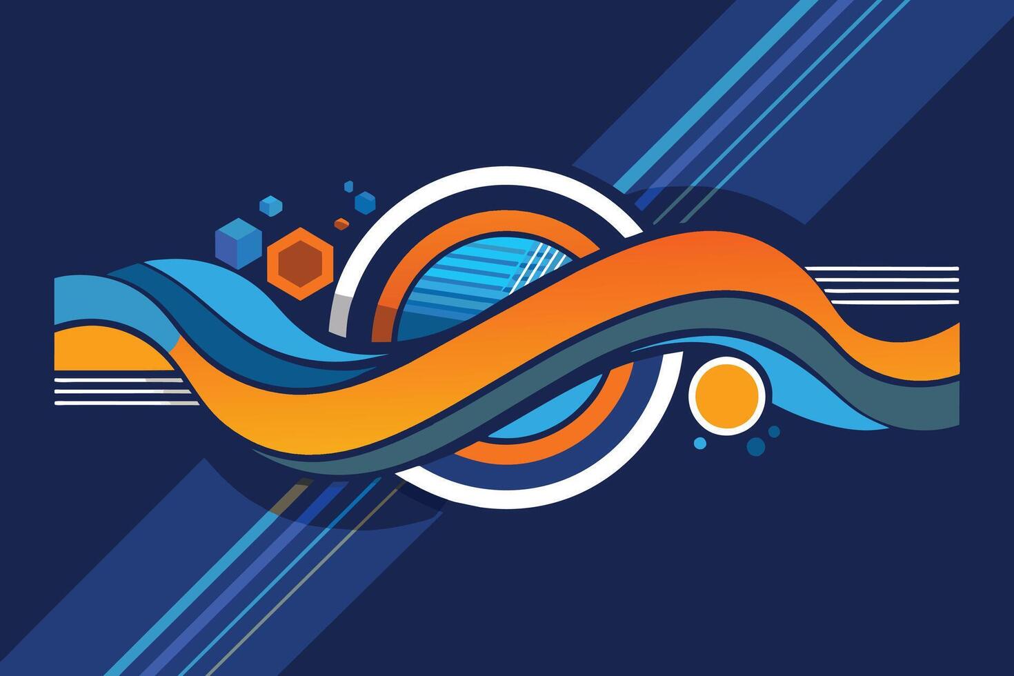 hoog contrast blauw en oranje glanzend strepen. abstract tech grafisch banier ontwerp. vector zakelijke achtergrond