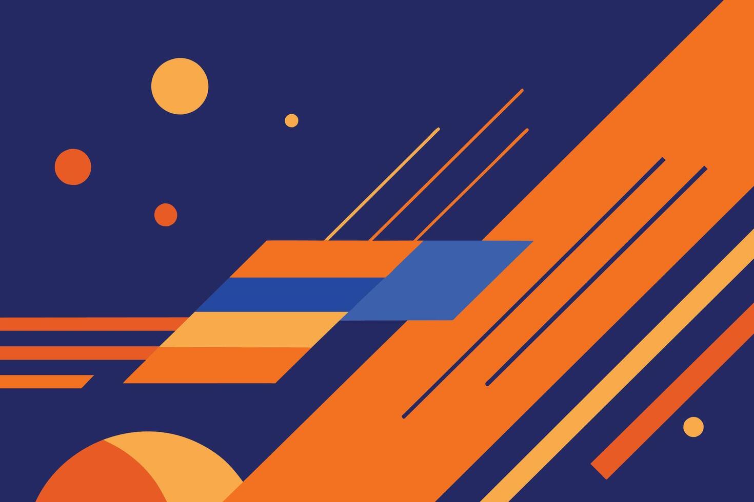 minimaal meetkundig achtergrond. dynamisch blauw vormen samenstelling met oranje lijnen. abstract achtergrond modern hipster futuristische grafisch. vector abstract achtergrond structuur ontwerp
