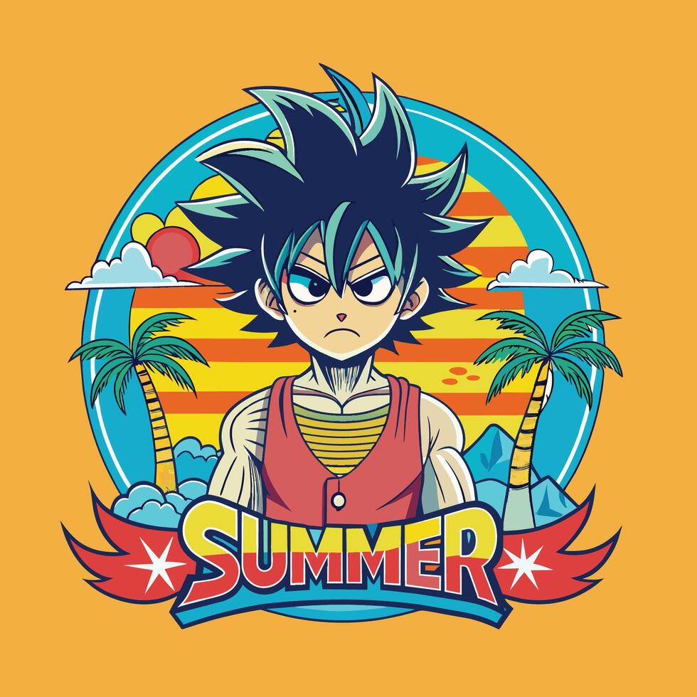 grappig uitdrukking en manga thema. kleurrijk zomer ontwerp. vector illustratie