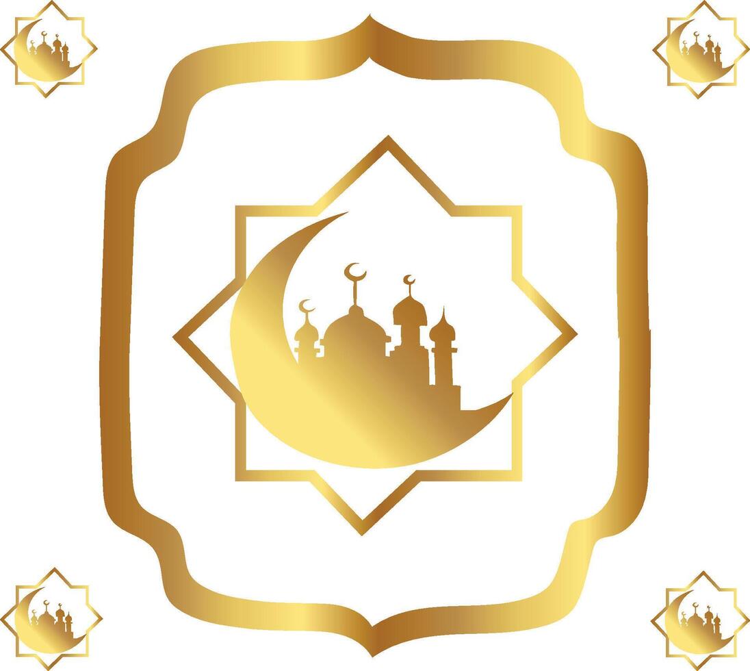 Ramadhan kareem eid mubarak maulid nabi gouden vector