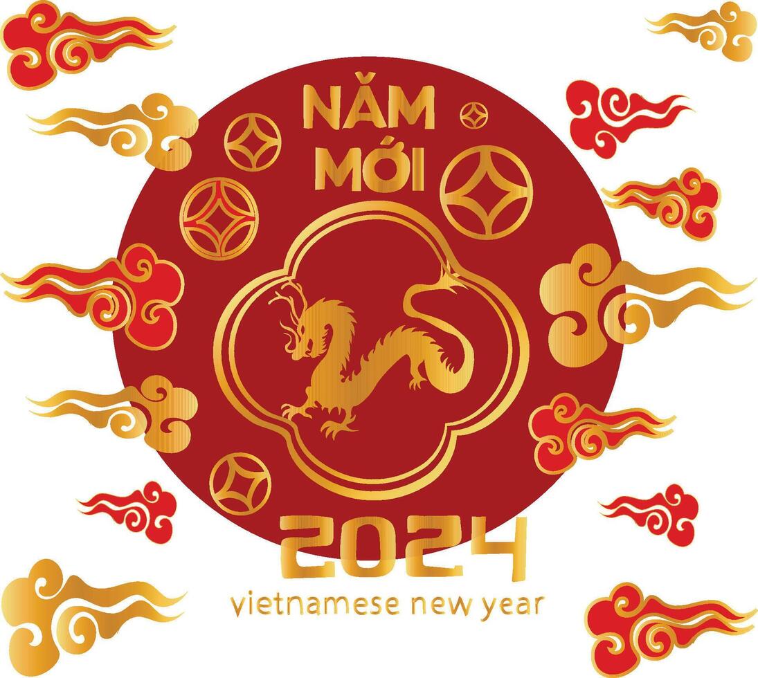 Vietnamees nieuw jaar maan- nieuw jaar draak vector