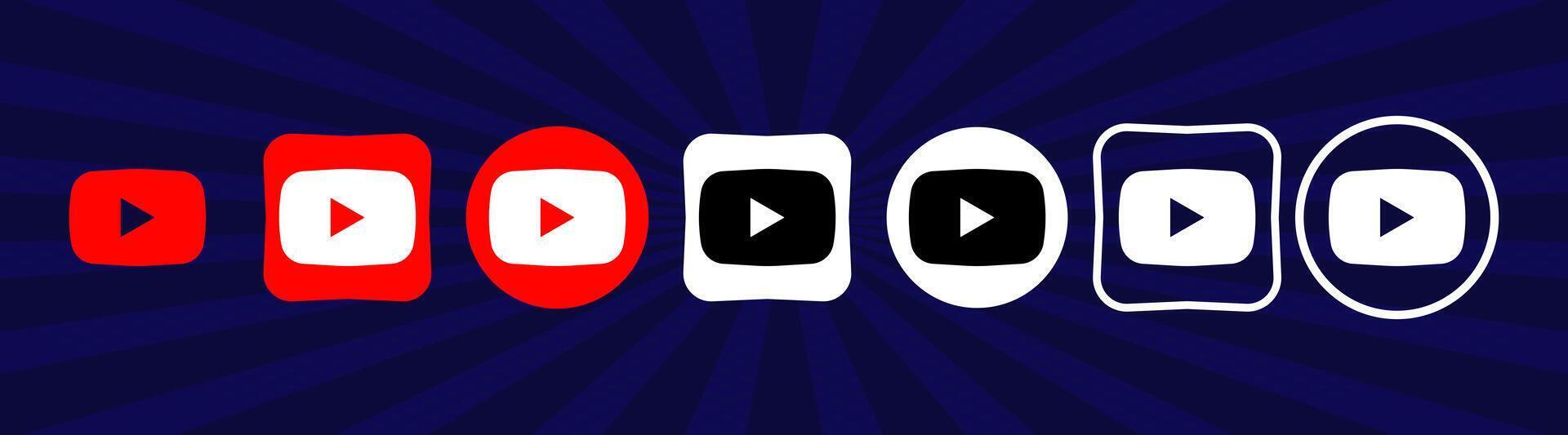 verzameling van verschillend youtube pictogrammen. sociaal media logo. lijn kunst en vlak stijl geïsoleerd Aan wit achtergrond. vector lijn icoon voor bedrijf en reclame
