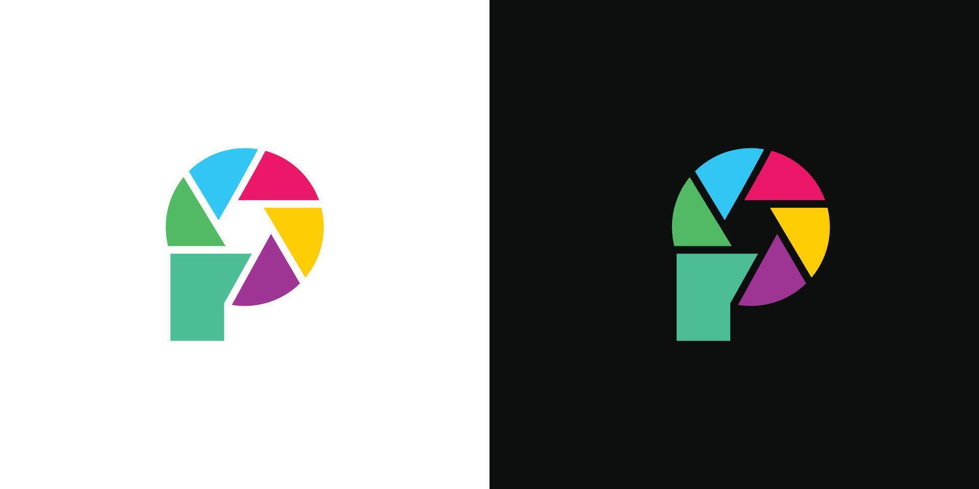 uniek en modern p fotografie logo ontwerp vector
