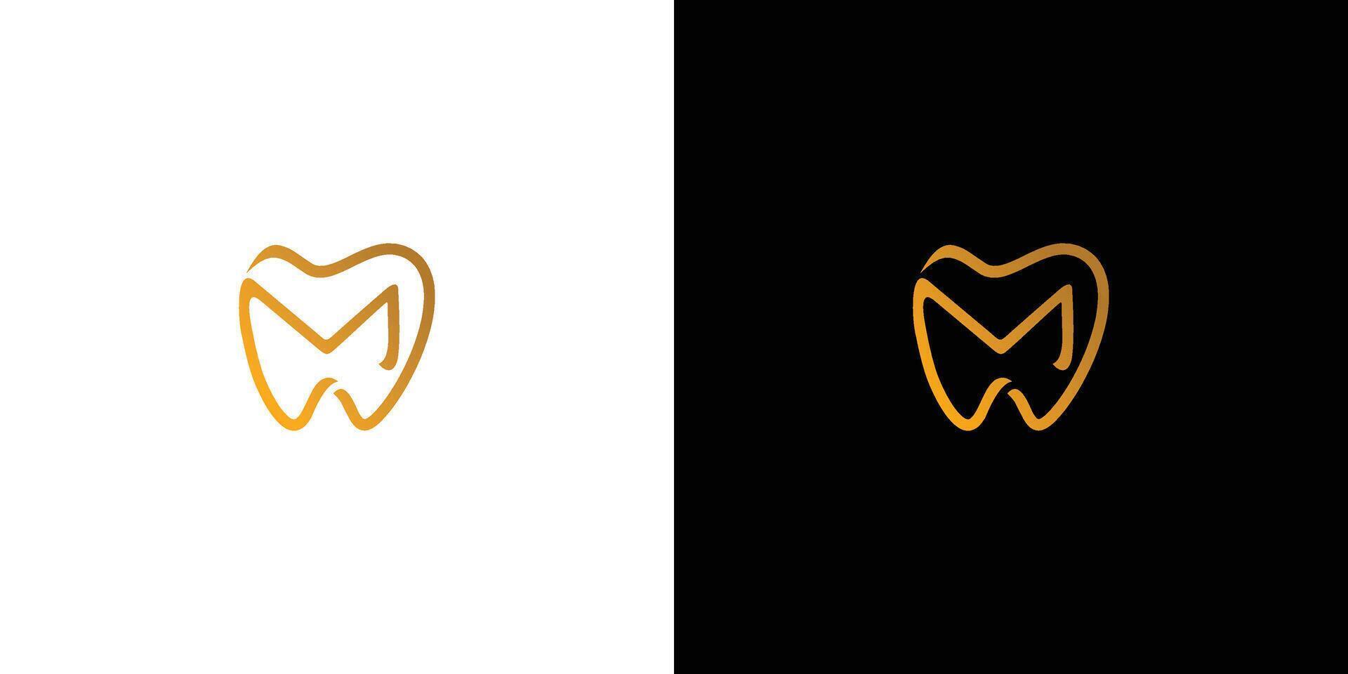 uniek en modern m tandheelkundig logo ontwerp 2 vector