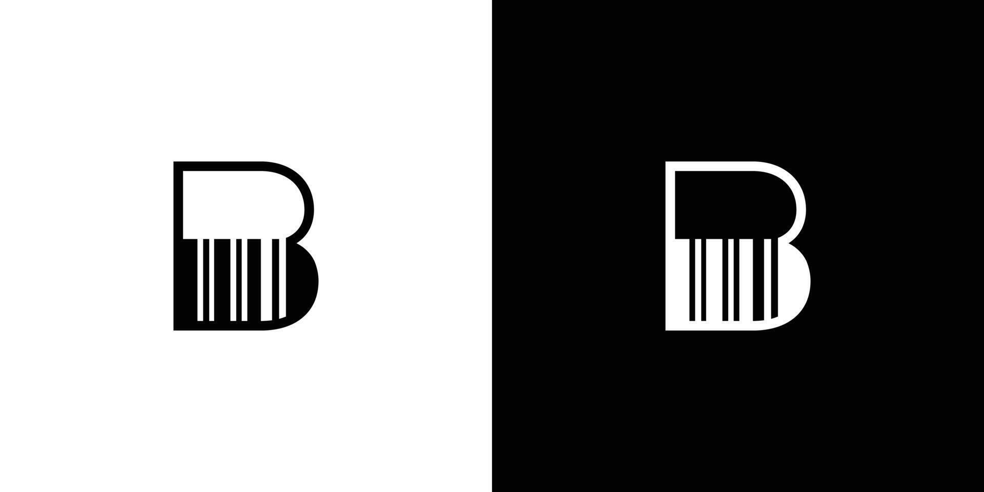 uniek en modern b streepjescode logo ontwerp vector