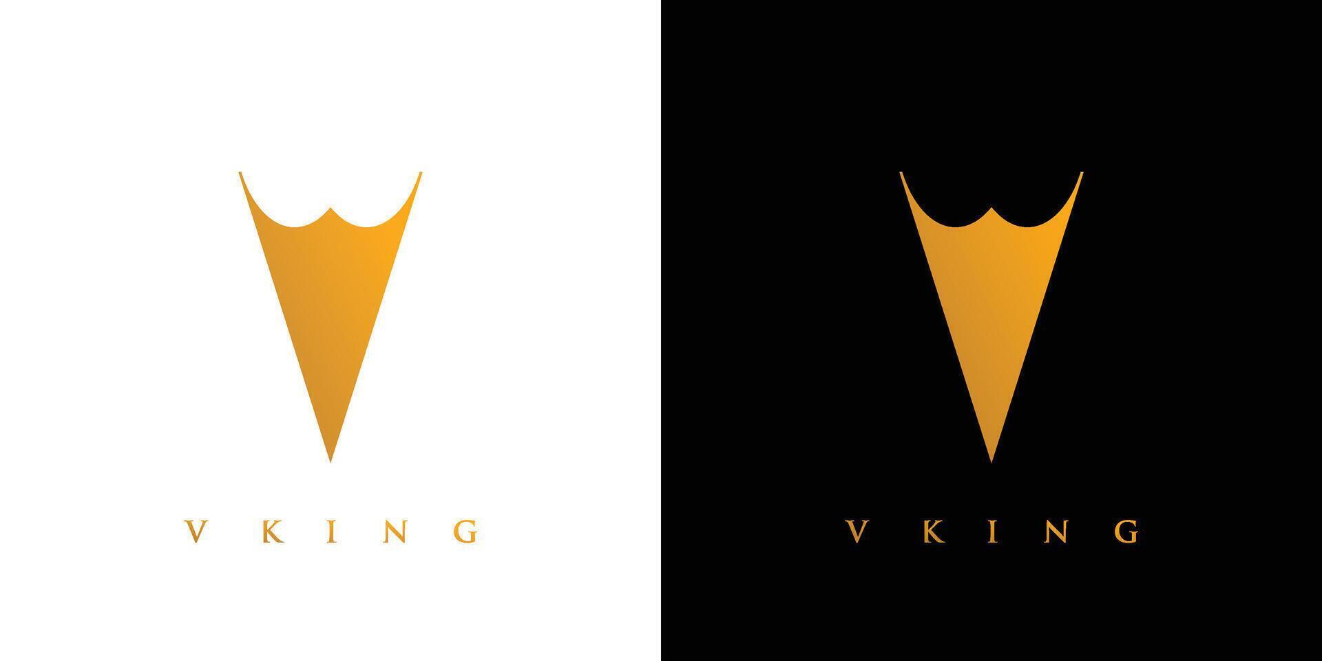 uniek en luxueus v koning logo ontwerp vector