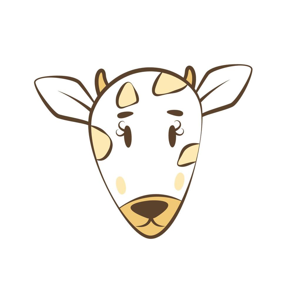 grappig tekening giraffe gezicht. schattig baby illustratie. vector