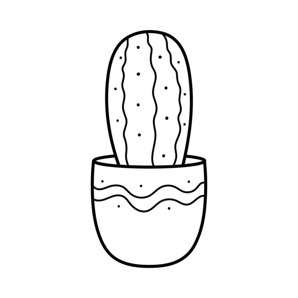 mooi lineair cactus in een pot. huis fabriek in tekening stijl. gemakkelijk clip art vector