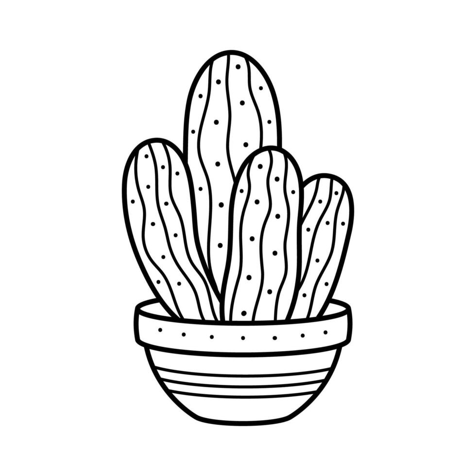 mooi lineair cactus in een pot. huis fabriek in tekening stijl. gemakkelijk clip art vector