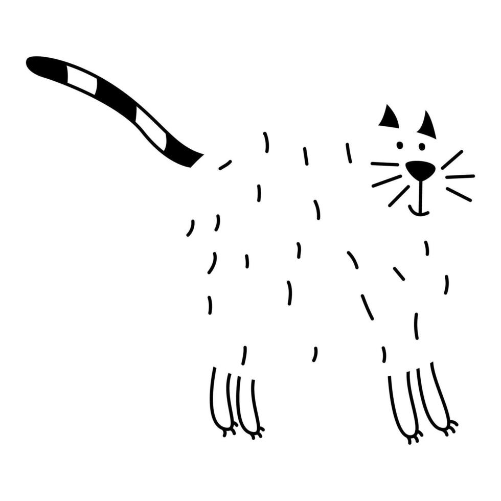 gemakkelijk abstract gelukkig kat tekening illustratie. dik blij dier clip art. grappig element voor afdrukken ontwerp, logo, verpakking. vector hand- getrokken beeld geïsoleerd Aan wit achtergrond. grappig tekening.