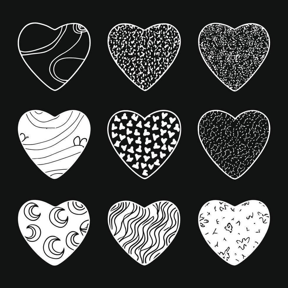 hand- getrokken mooi vector hart verzameling