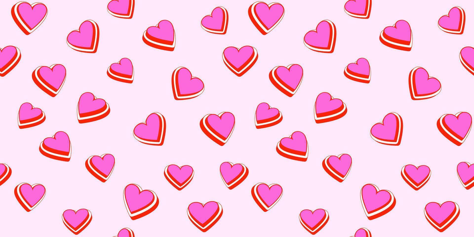 kleurrijk naadloos patroon met harten. vector illustratie schattig tekenfilm harten achtergrond. sjabloon voor ontwerp, kleding stof, mode, textiel ontwerp, papier, behang